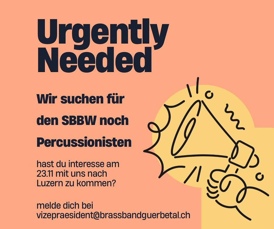 Brass Band Gürbetal / Perkussionisten gesucht